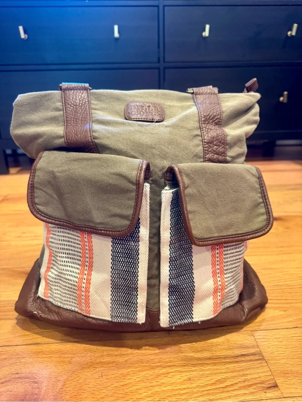 Vintage Billabong Canvas and Leather Tote Bag